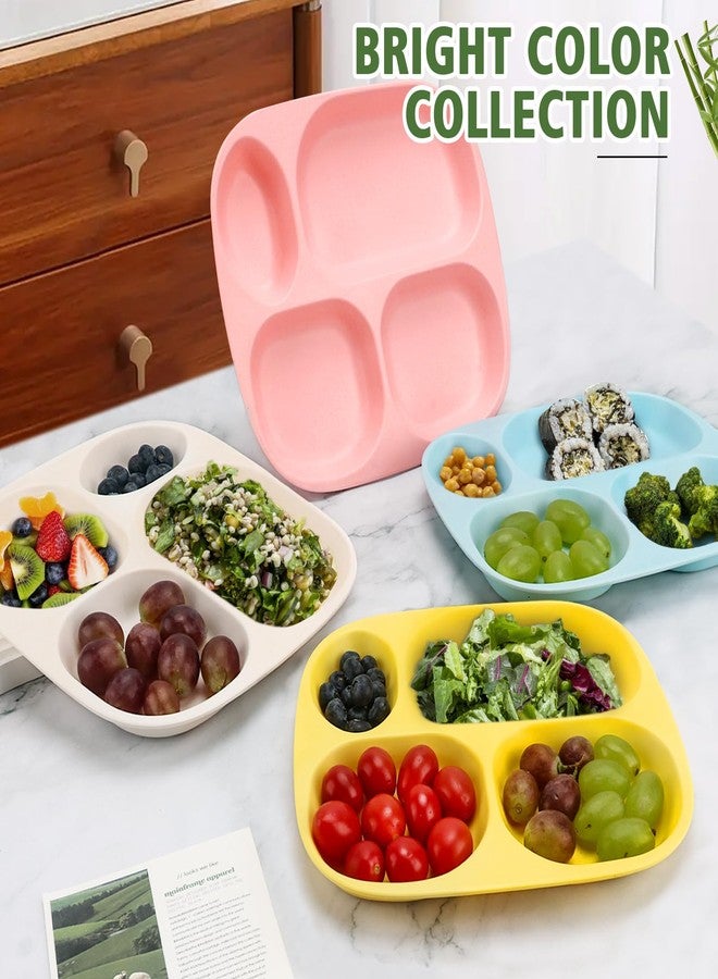 shopwithgreen Bamboo Divided Plates for Kids Adults - Dinnerware Set for Toddlers Kids Children Baby, Toddler Dinner Plates, BPA Free, Stackable, Dishwasher Safe, 9.4 inch, Set of 4 - Image 5